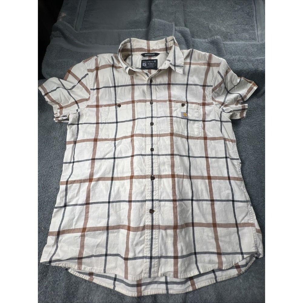 Carhartt Rugged Flex Shirt Stretch Relaxed Fit Plaid Soft Casual Work Men XL